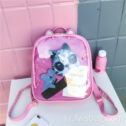 2022 New Style Clear Girls Backpack 한국 여성 투명 PVC 학교 가방